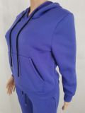 Solid Color Hooded Sweatshirt And Pants Two Piece Set FENF-290