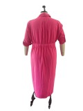 Plus Size Long Sleeve Loose Shirt Dress OSM-QJ5503
