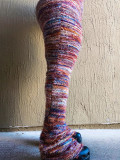 Multicolor Striped Fluffy Fur Stacked Pants CH-23113