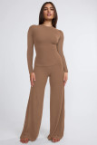 Solid Color Long Sleeve Wide Leg Pants 2 Piece Set MZ-2825