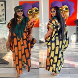 Plus Size Patchwork Contrast Color Maxi Dress NY-10651