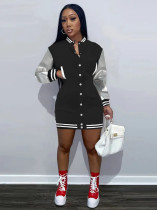 Padded Rib Patchwork Baseball Casual Dress ME-8462