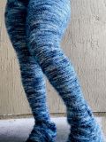 Multicolor Striped Fluffy Fur Stacked Pants CH-23113