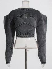 Fashion Vest Pullover Crew Neck Knit Two Piece Set DF-TSE638569
