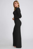 Solid Color Long Sleeve Wide Leg Pants 2 Piece Set MZ-2825