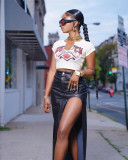 Fashion Slim High Split PU Leather Skirt OD-8617