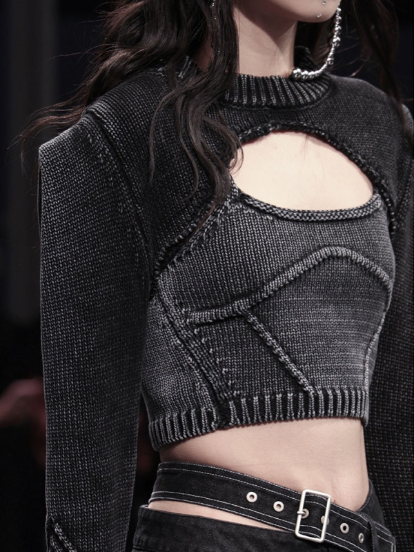 Fashion Vest Pullover Crew Neck Knit Two Piece Set DF-TSE638569