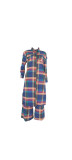 Fashion Plaid Print Long Coat And Pants Loose 2 Piece Set ZDF-31308