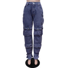 Fashion Multi-Pocket Straight Jeans MEM-88530