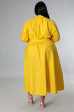 Plus Size Long Sleeve Loose Shirt Dress OSM-QJ5503