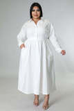 Plus Size Long Sleeve Loose Shirt Dress OSM-QJ5503
