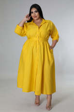 Plus Size Long Sleeve Loose Shirt Dress OSM-QJ5503