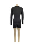 Black Long Sleeve Slim Jumpsuit HNIF-2342