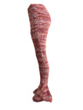 Multicolor Striped Fluffy Fur Stacked Pants CH-23113