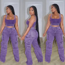 Fashion Multi-Pocket Straight Jeans MEM-88530