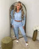 Padded Sweatshirt Hooded Sport Casual Two Piece Set TK-6306