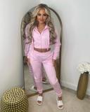 Padded Sweatshirt Hooded Sport Casual Two Piece Set TK-6306