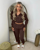 Padded Sweatshirt Hooded Sport Casual Two Piece Set TK-6306