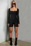 Black Long Sleeve Slim Jumpsuit HNIF-2342