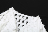 Long Sleeve Tie Up Crop Tops And Pants Lace Two Piece Set XEF-36598
