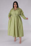 Plus Size Long Sleeve Loose Shirt Dress OSM-QJ5503
