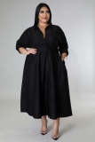 Plus Size Long Sleeve Loose Shirt Dress OSM-QJ5503