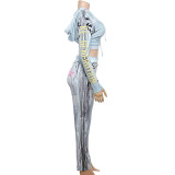 Casual Print Hooded Tops And Pants Sport Two Piece Set XEF-36913