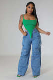 Fashion Multi-Pocket Wide Leg Jeans LX-6016