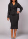 Solid Color Knit Sweater Two Piece Pants Set ZDF-31309
