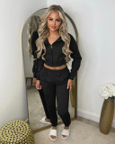 Padded Sweatshirt Hooded Sport Casual Two Piece Set TK-6306