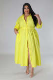 Plus Size Long Sleeve Loose Shirt Dress OSM-QJ5503