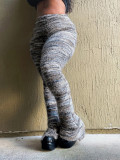 Multicolor Striped Fluffy Fur Stacked Pants CH-23113