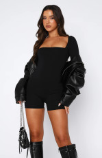 Black Long Sleeve Slim Jumpsuit HNIF-2342