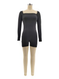Black Long Sleeve Slim Jumpsuit HNIF-2342