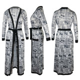 Printed Poncho Jacket Trousers Two Piece Set TE-3535