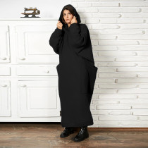 Padded Hooded Sweatshirt Maxi Dress MUE-8002