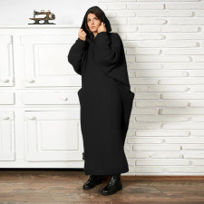 Padded Hooded Sweatshirt Maxi Dress MUE-8002