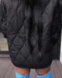 Casual Loose Spliced Knit Drawstring Cotton Coat ZSD-0631