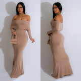 Sexy One Shoulder Solid Color Maxi Dress BY-6752