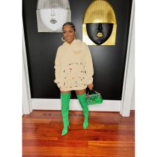 Long Sleeve Hooded Printed Sweatshirt YIBF-60187