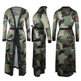 Printed Poncho Jacket Trousers Two Piece Set TE-3535