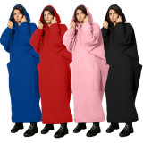 Padded Hooded Sweatshirt Maxi Dress MUE-8002