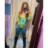 Print Long Sleeve Slim Jumpsuit ASL-6707