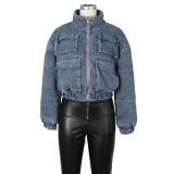 Fashion Multi-Pocket Denim Cotton Jacket Coat ZSD-0638