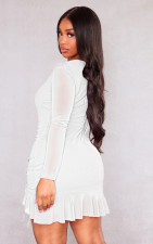 Mesh Splicing Ruffle Sexy Mini Dress ME-8464