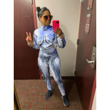 Print Long Sleeve Slim Jumpsuit ASL-6707