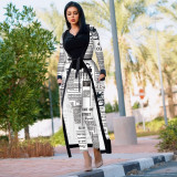 Printed Poncho Jacket Trousers Two Piece Set TE-3535