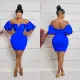 Solid Color Short Sleeve Pleated Backless Mini Dress BY-6720
