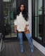 Casual Loose Spliced Knit Drawstring Cotton Coat ZSD-0631