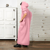 Padded Hooded Sweatshirt Maxi Dress MUE-8002